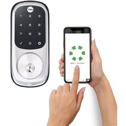YALE ASSURE KEYED SATIN CHROME WITH YALE YALE ASSURE KEYED SATIN CHROME WITH YALE